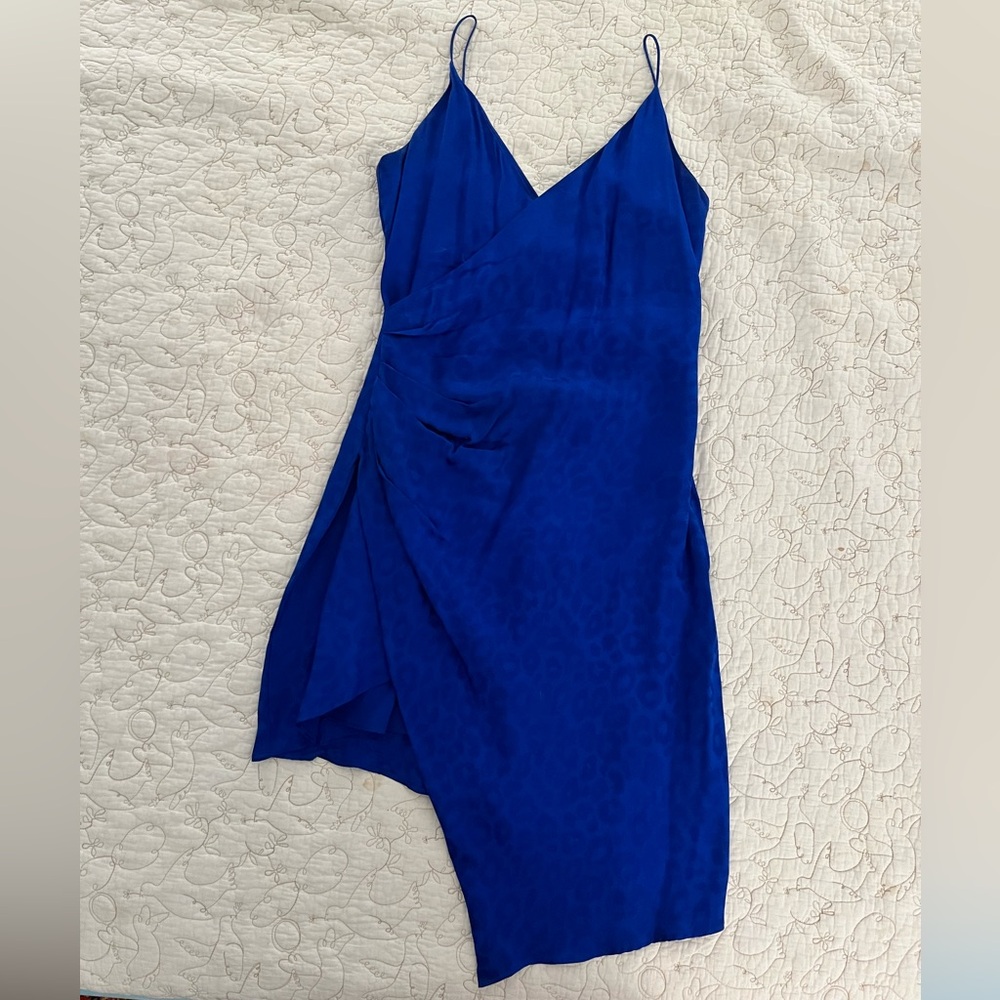 Blue Leopard Print Brocade Asymmetrical Hem Cushnie for Target Minidress